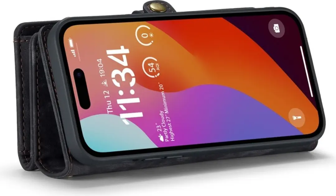 CaseMe 008 iPhone 16 Pro Hoesje - 2-in-1 Book Case & Portemonnee - Zwart