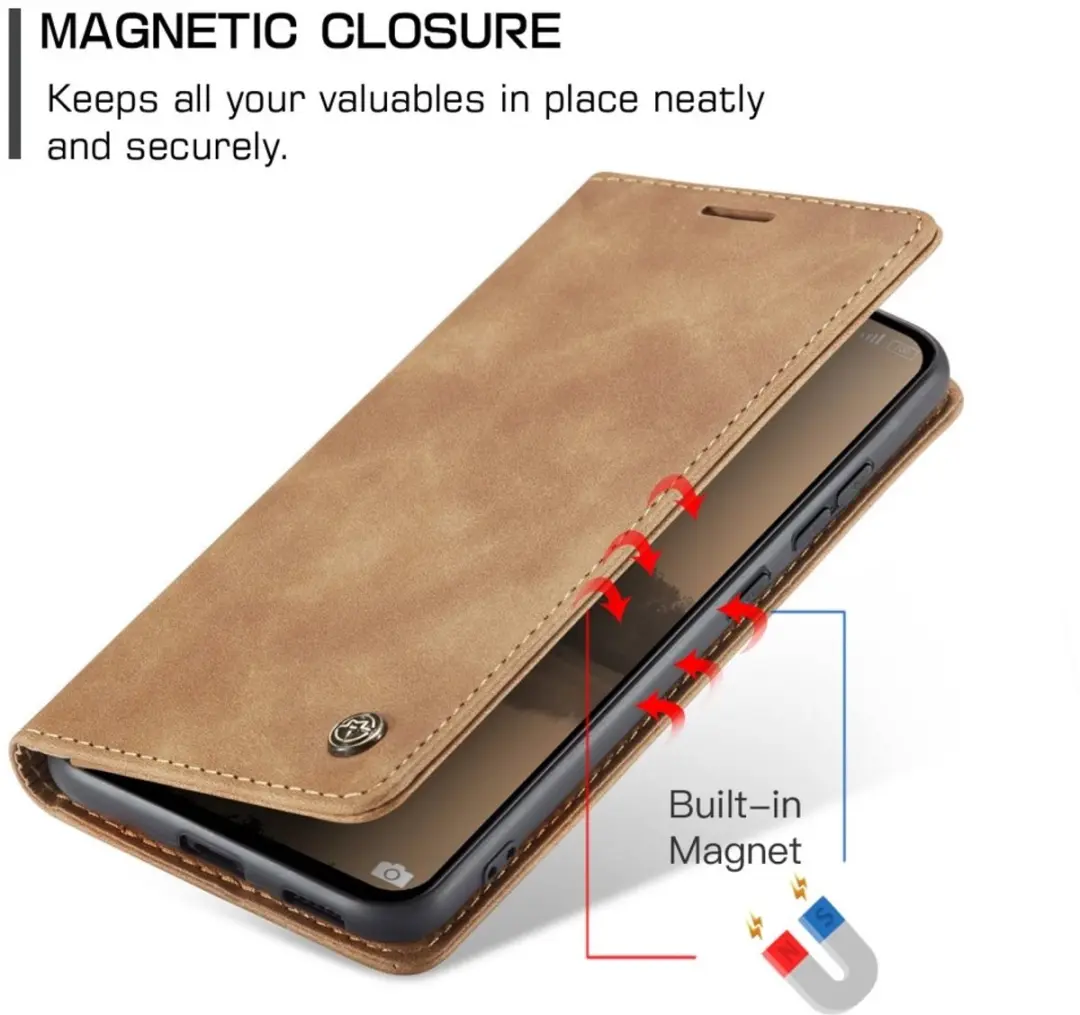 Caseme 013 Book Case Hoesje Xiaomi Redmi Note 14 4G - Bruin