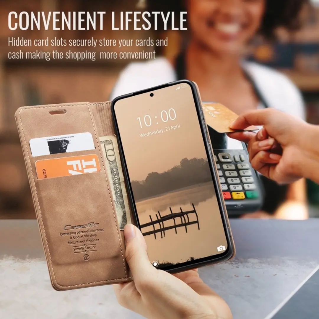 Caseme 013 Book Case Hoesje Xiaomi Redmi Note 14 4G - Bruin