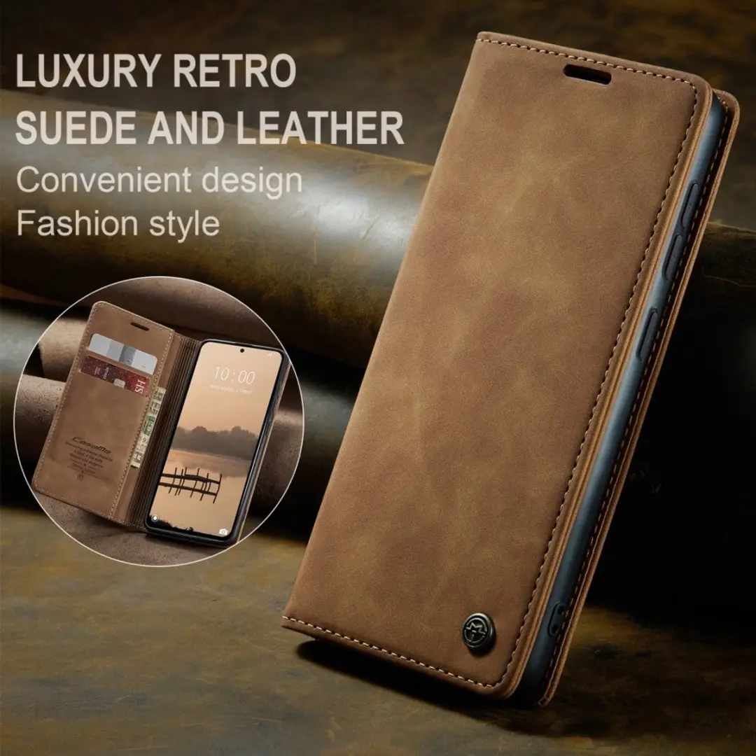 Caseme 013 Book Case Hoesje Xiaomi Redmi Note 14 4G - Bruin
