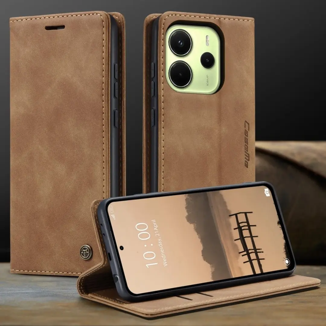 Caseme 013 Book Case Hoesje Xiaomi Redmi Note 14 4G - Bruin - afbeelding 6 van 6