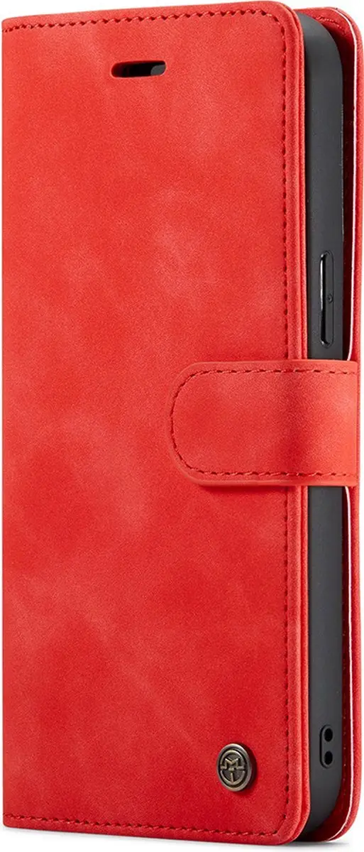 Caseme iPhone 15 Bookcase Hoesje - Effen Rood - 4 Pasjes