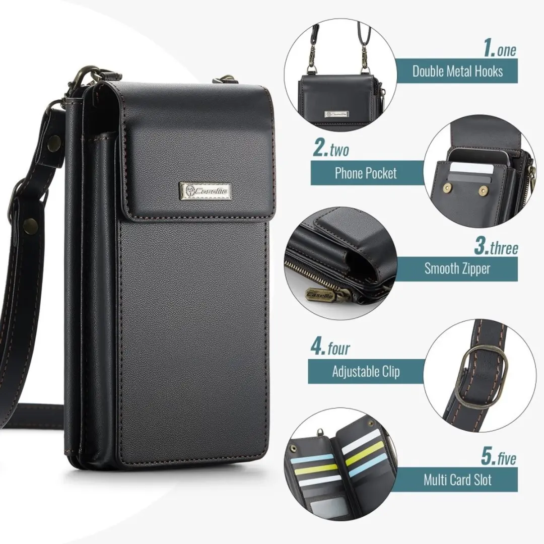 Caseme Me50 Crossbody Telefoontasje - 10 Pasjes - Zwart