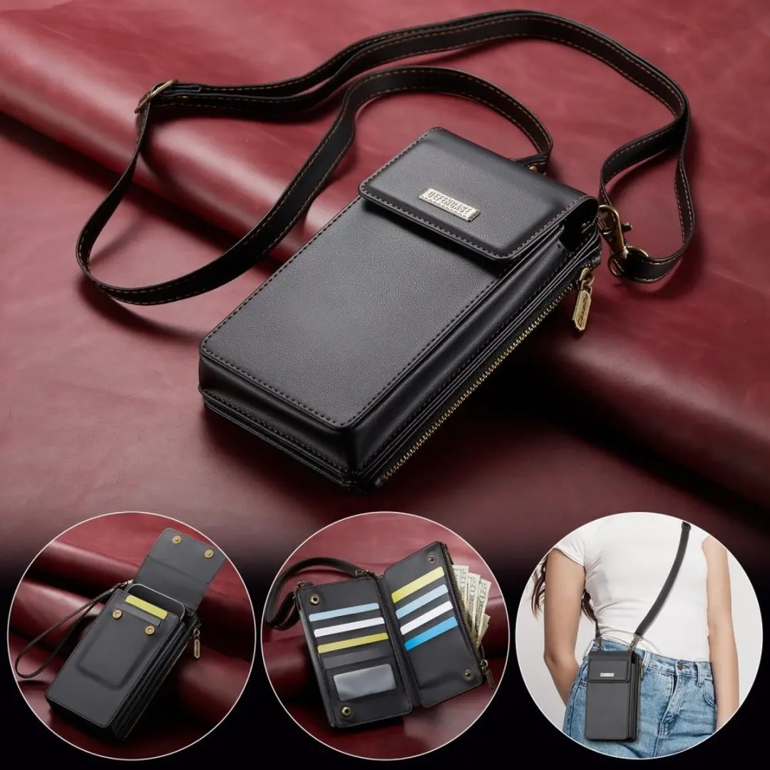 Caseme Me50 Crossbody Telefoontasje - 10 Pasjes - Zwart