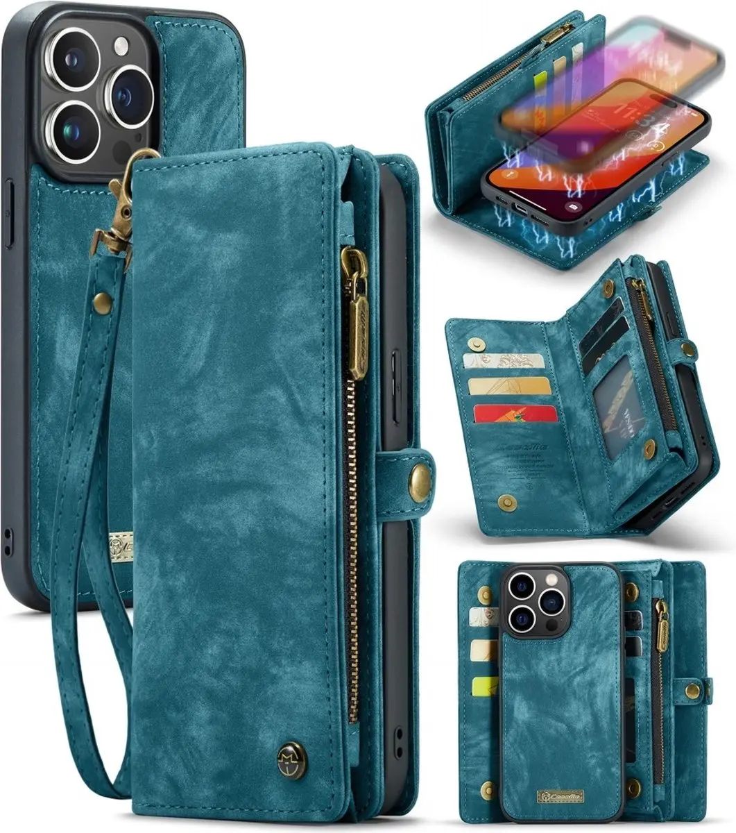 Caseme iPhone 16 Pro Hoesje Vintage 2-in-1 Blauw