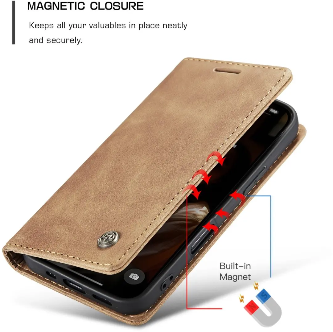 Caseme 013 Book Case iPhone 17 Hoesje - 2 Pasjes - Bruin