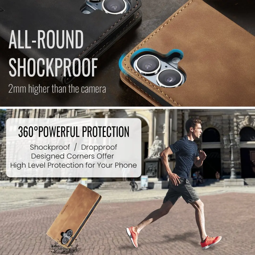 Caseme 013 Book Case iPhone 17 Hoesje - 2 Pasjes - Bruin