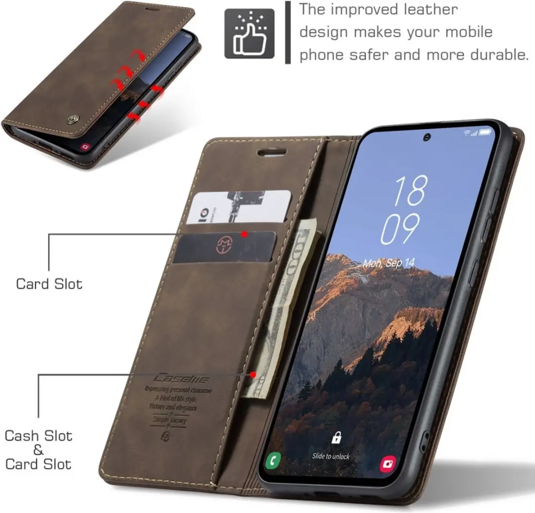 Caseme 013 Book Case Hoesje Samsung Galaxy A54 - Donkerbruin