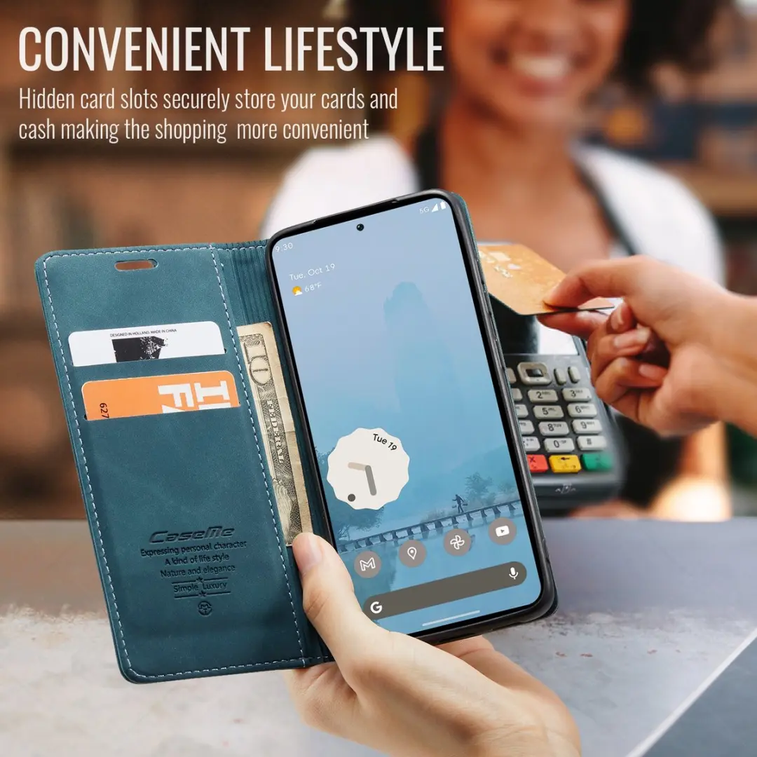 Caseme 013 Book Case Hoesje Google Pixel 10a - Blauw - afbeelding 6 van 6