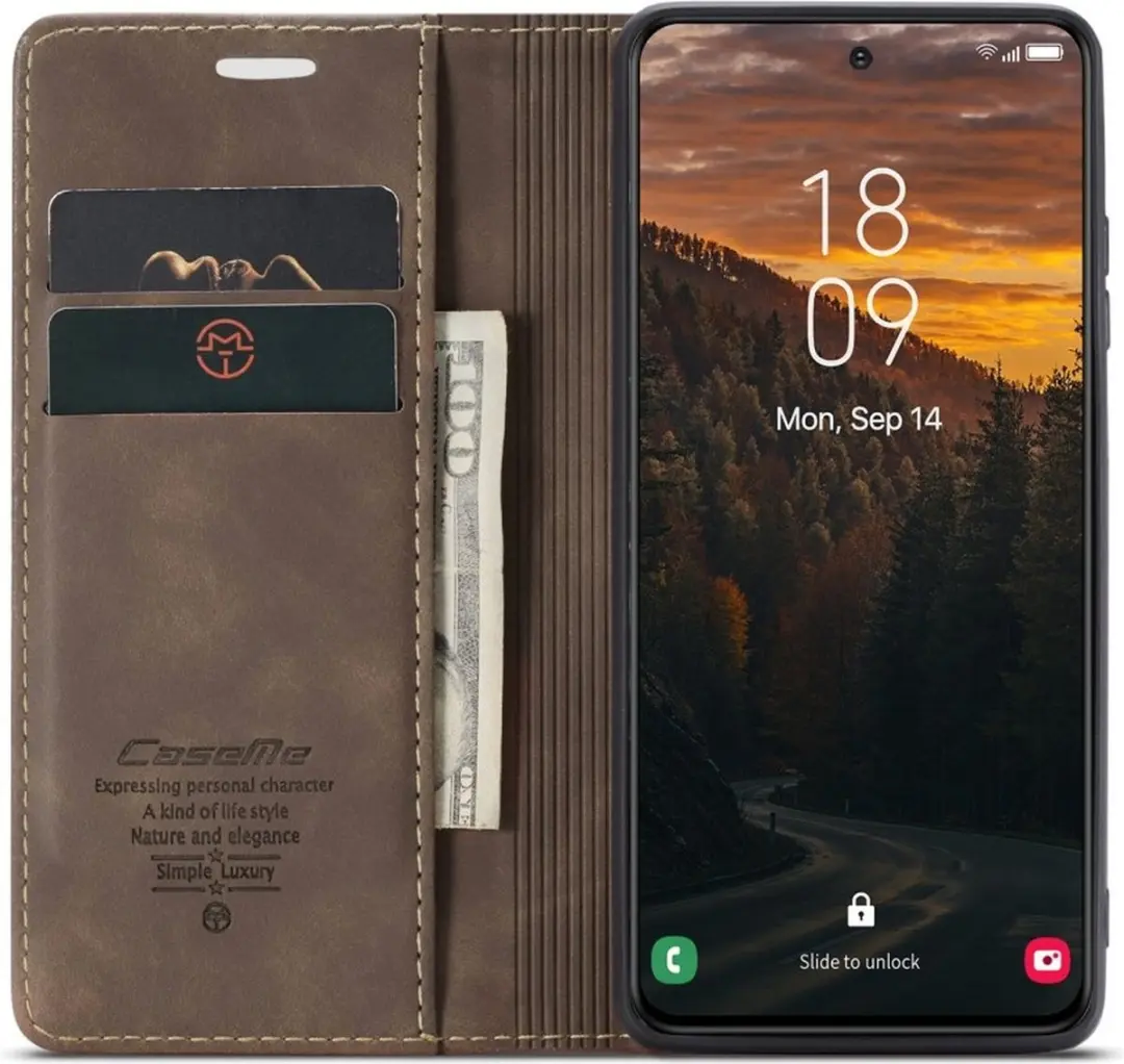 Caseme 013 Book Case Hoesje - Samsung Galaxy S25 Plus - Donkerbruin