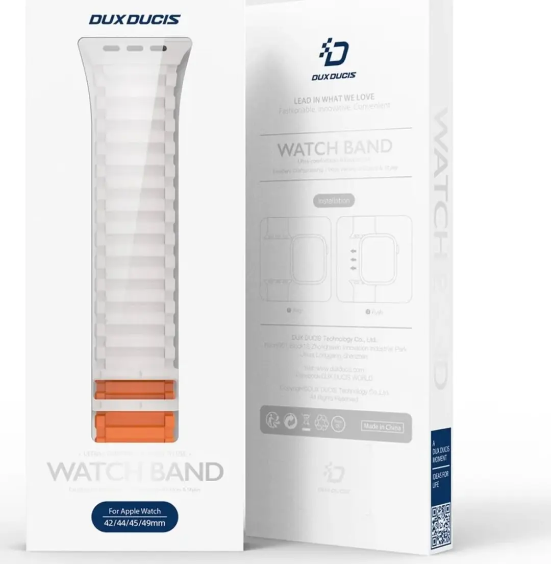 Dux Ducis Apple Watch Bandje - Siliconen Magneetsluiting Wit/Oranje