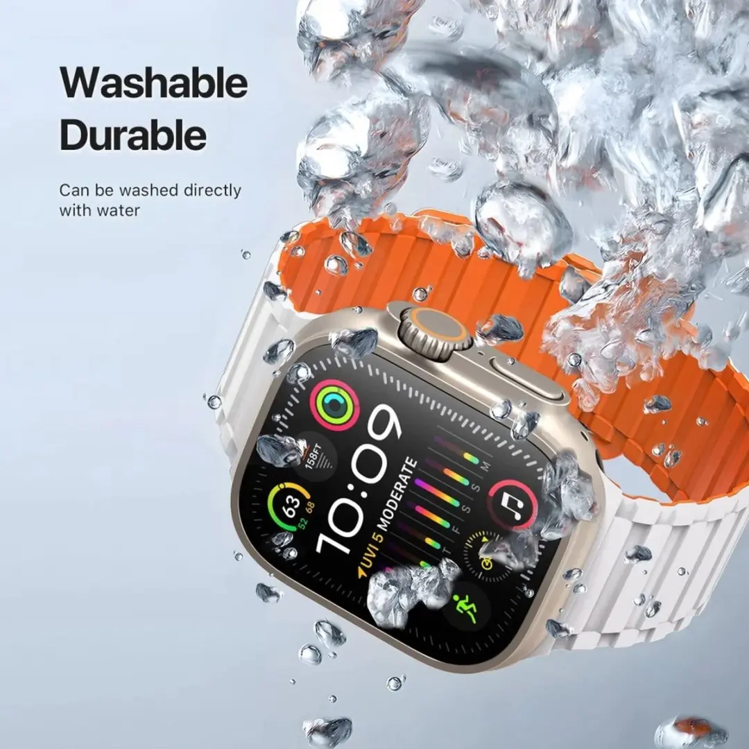 Dux Ducis Apple Watch Bandje - Siliconen Magneetsluiting Wit/Oranje