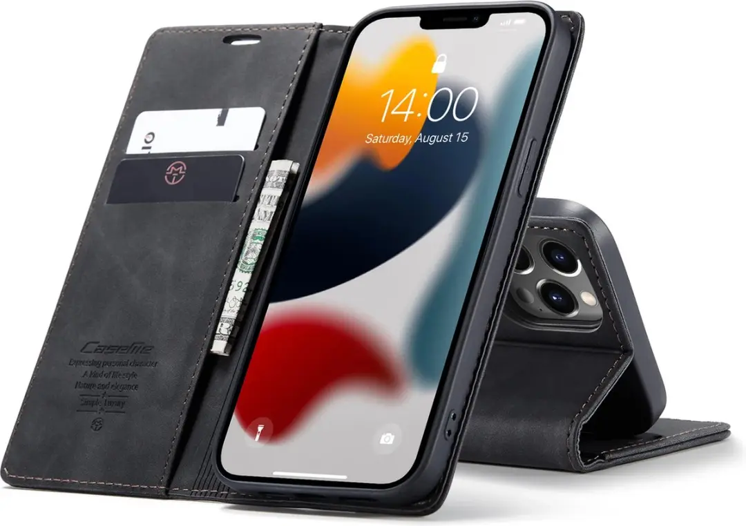 Caseme Luxe Bookcase Apple iPhone 13 Pro Max - 6 Stuks - Zwart
