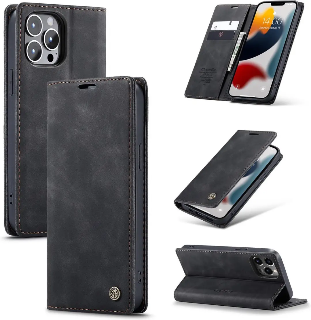 Caseme Luxe Bookcase Apple iPhone 13 Pro Max - 6 Stuks - Zwart