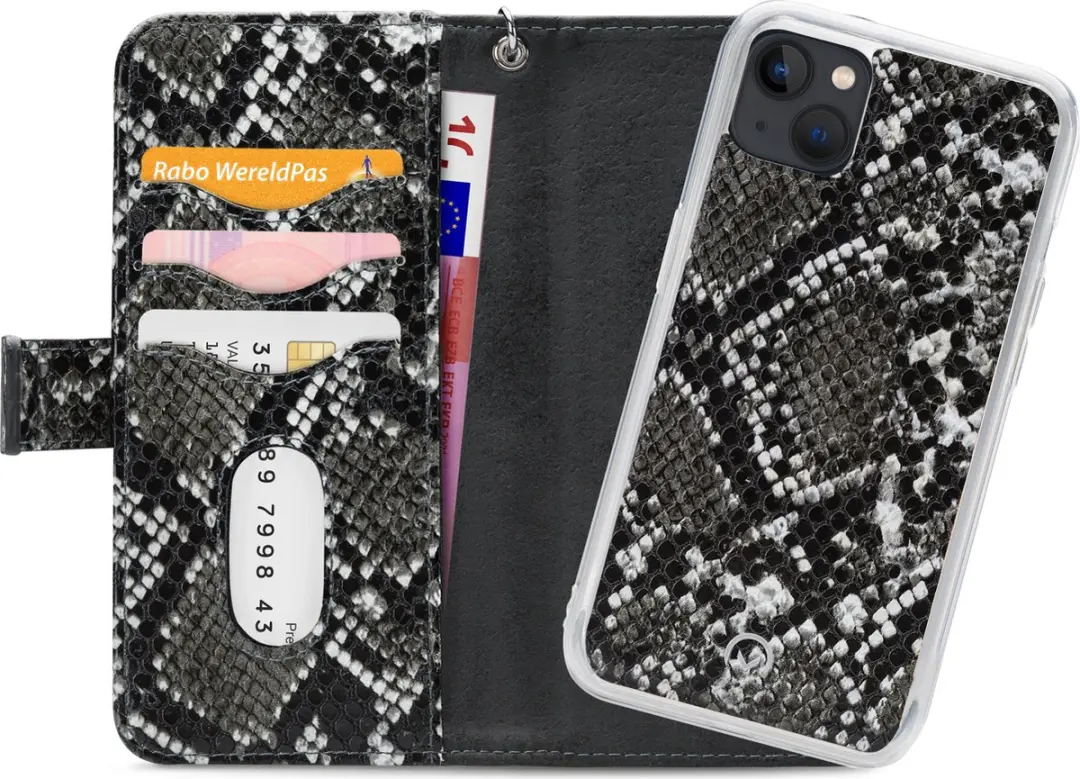 Mobilize iPhone 13 Mini Clutch Case - Slangenprint Zwart - 4 Pasjes