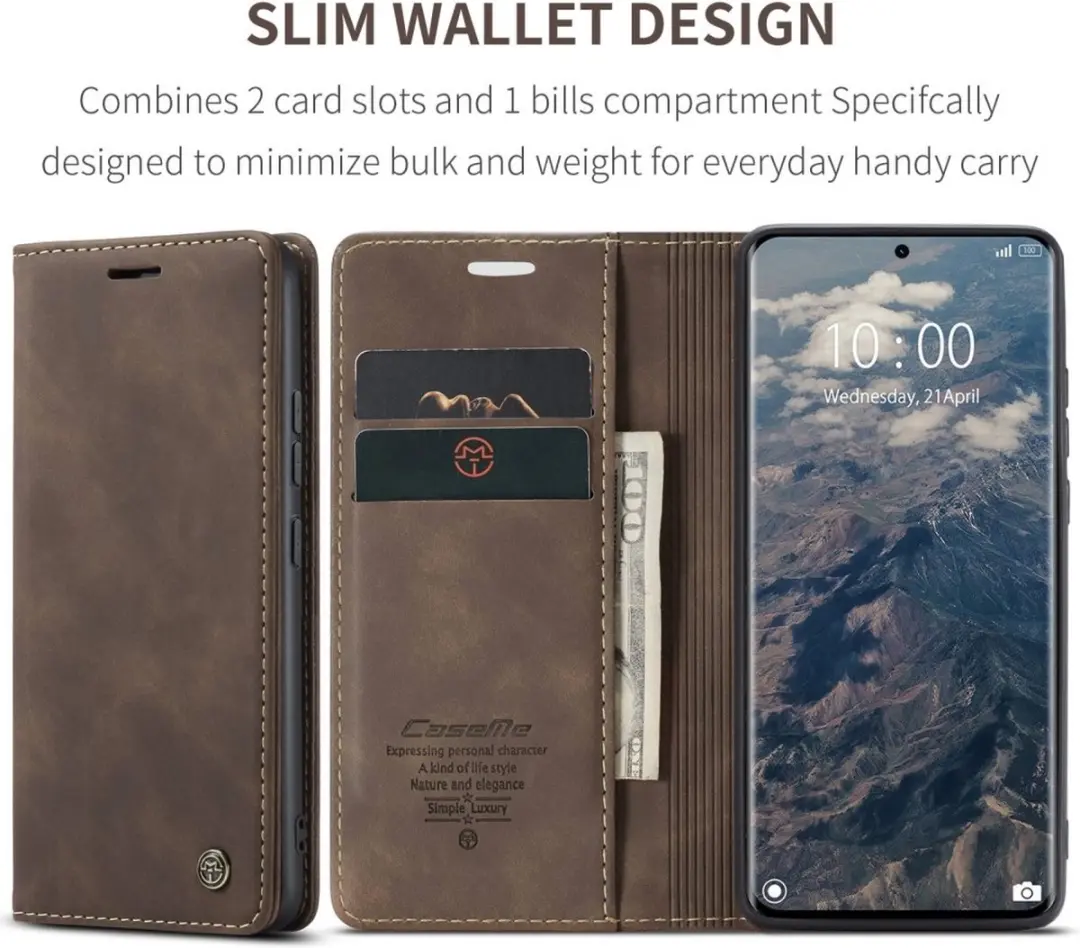 Caseme 013 Book Case Hoesje - Xiaomi Redmi Note 14 Pro - Donkerbruin