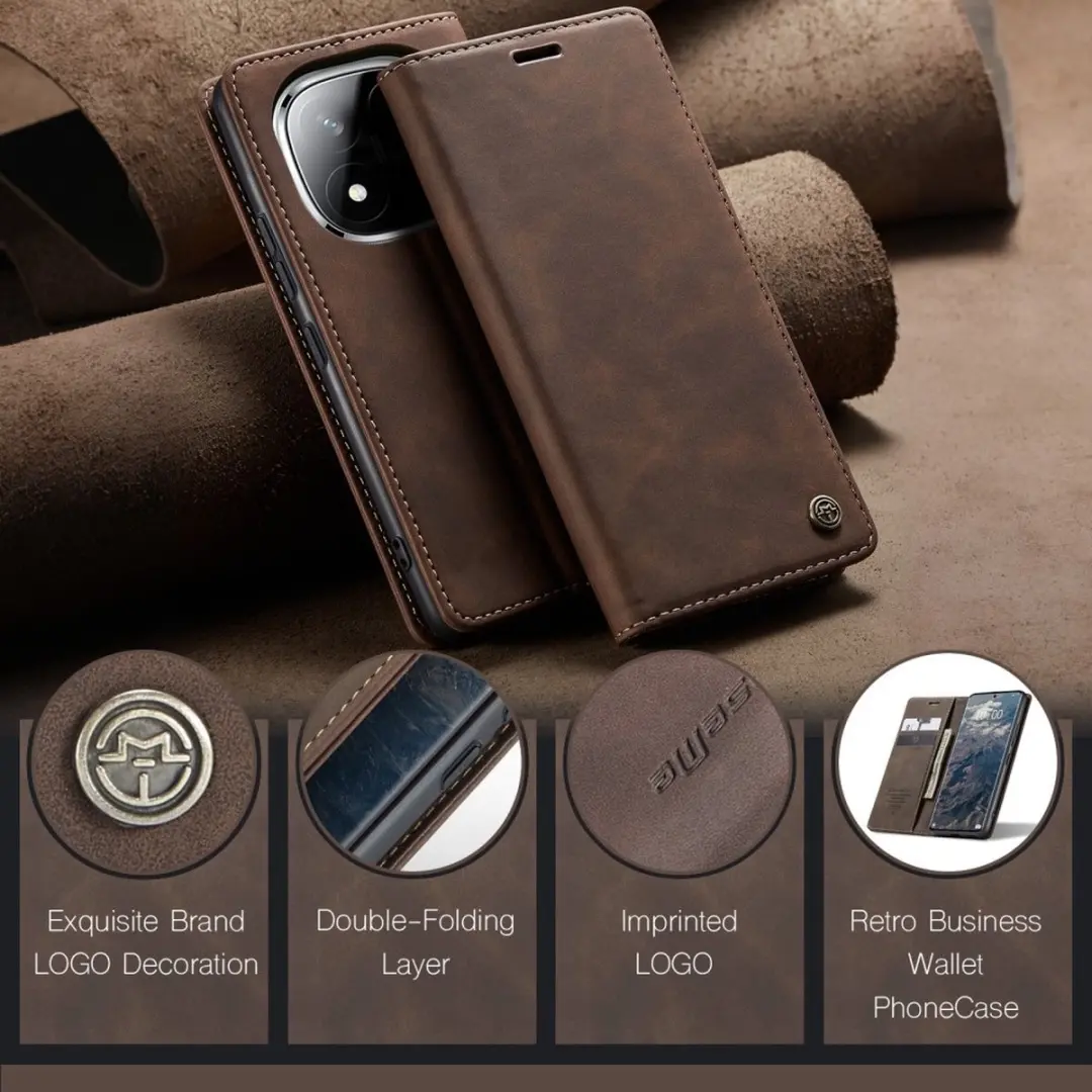 Caseme 013 Book Case Hoesje - Xiaomi Redmi Note 14 Pro - Donkerbruin