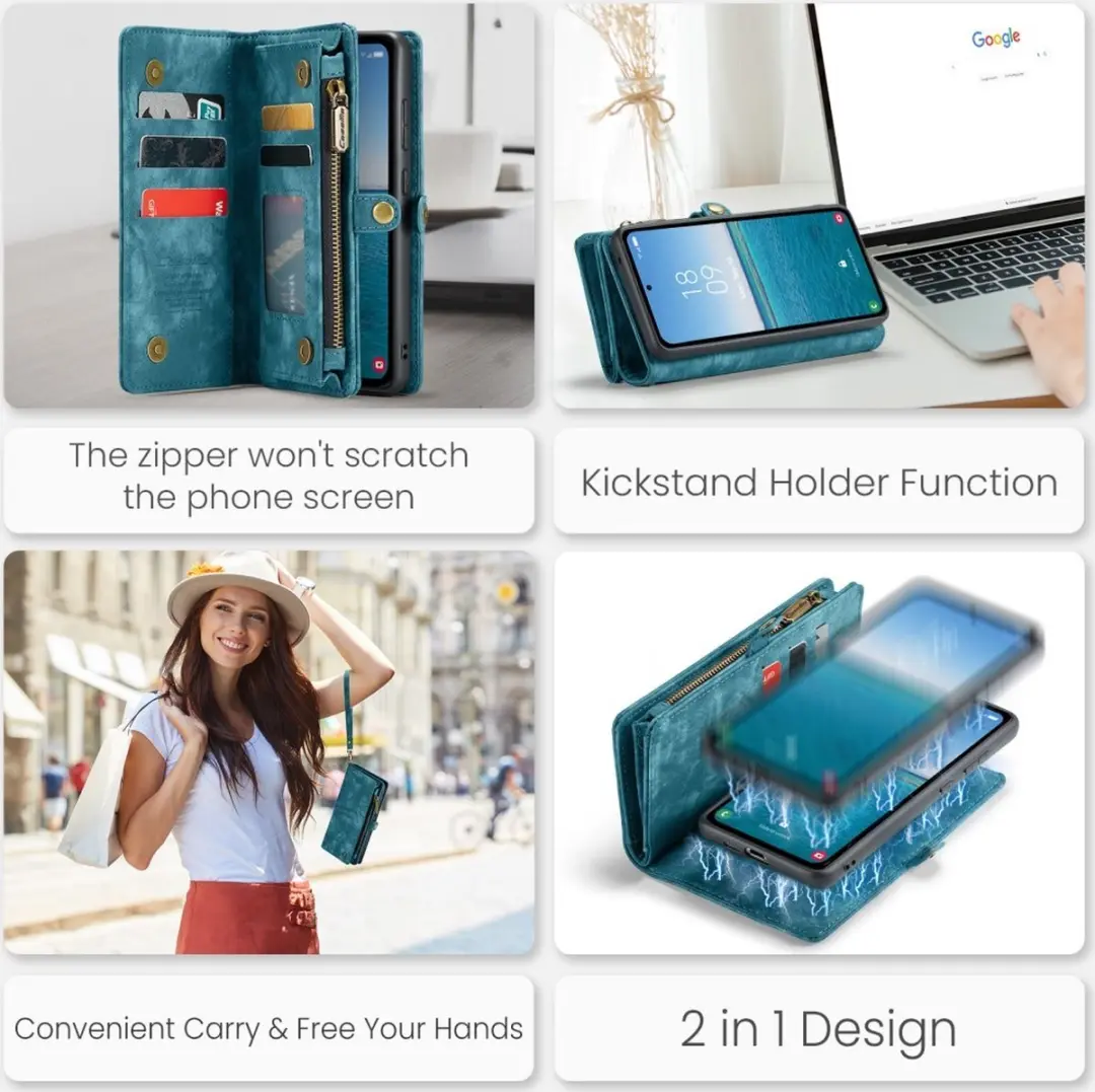Caseme 008 Hoesje Samsung Galaxy A55 - Blauw - 5 Pasjes
