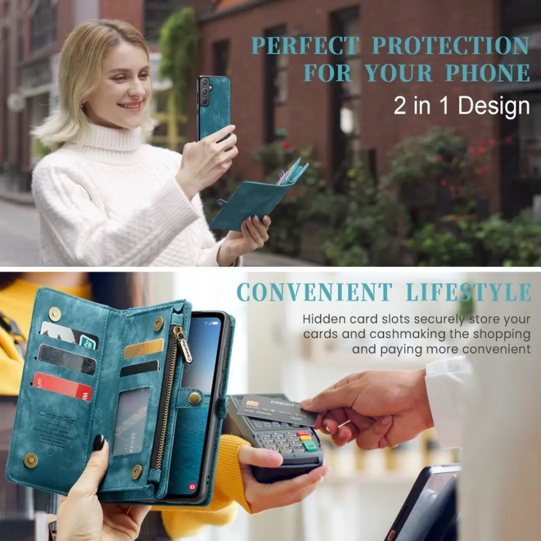 Caseme 008 Hoesje Samsung Galaxy A55 - Blauw - 5 Pasjes