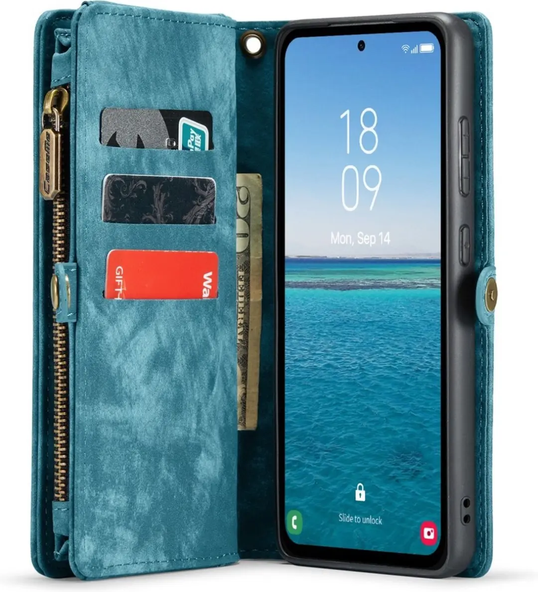 Caseme 008 Hoesje Samsung Galaxy A55 - Blauw - 5 Pasjes - afbeelding 6 van 6