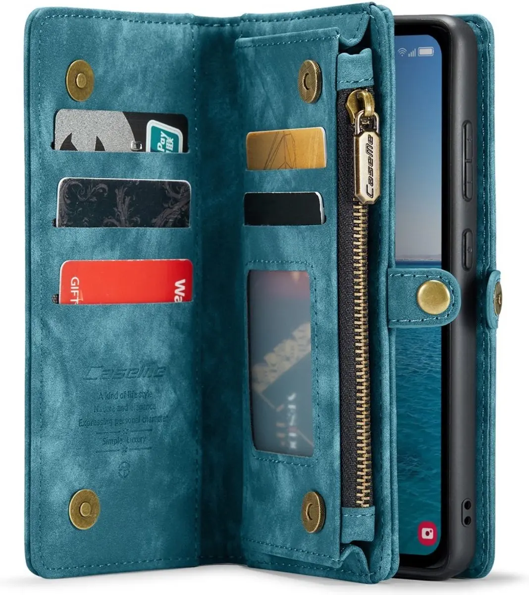 Caseme 008 Hoesje Samsung Galaxy A55 - Blauw - 5 Pasjes