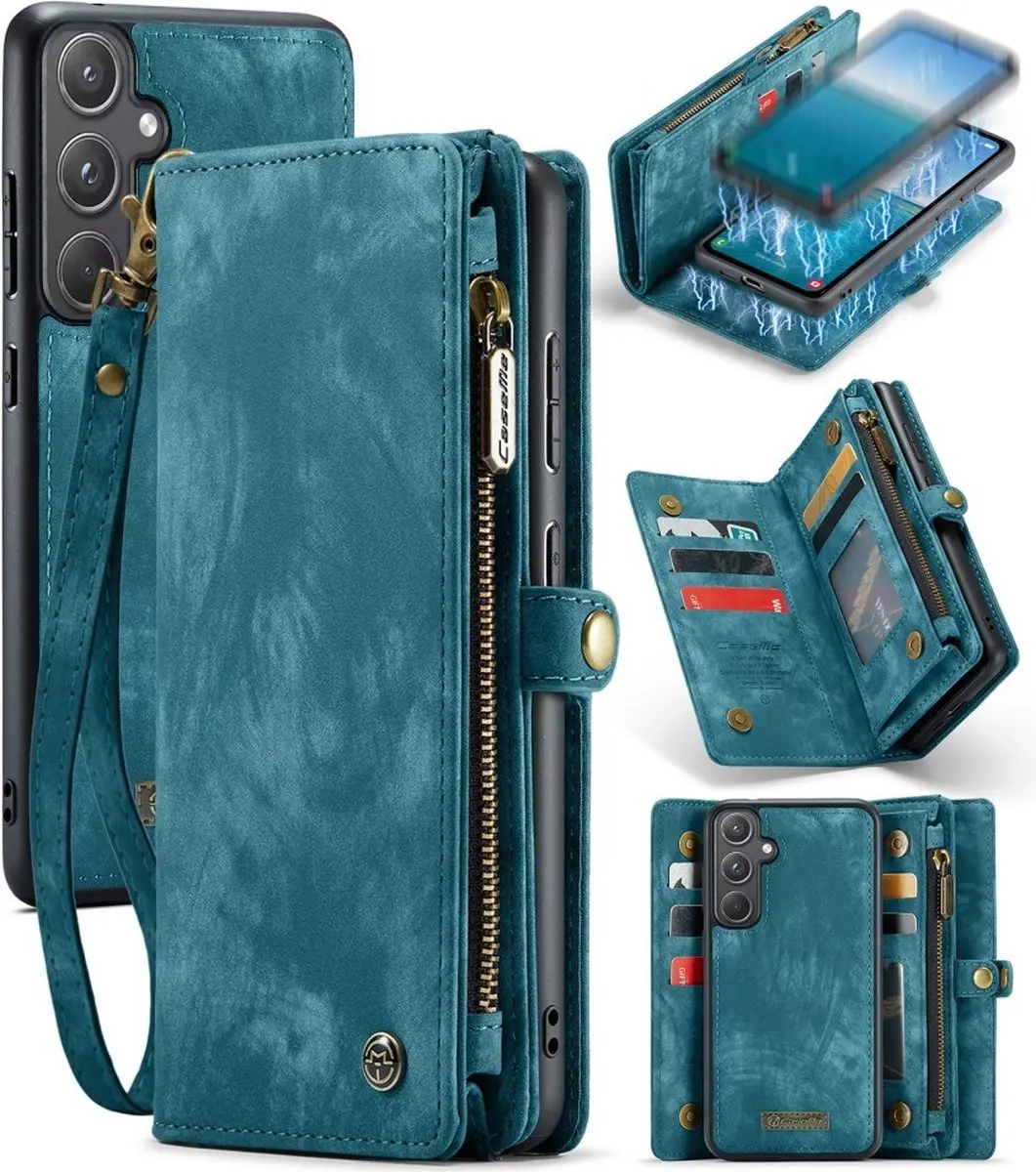 Caseme 008 Hoesje Samsung Galaxy A55 - Blauw - 5 Pasjes