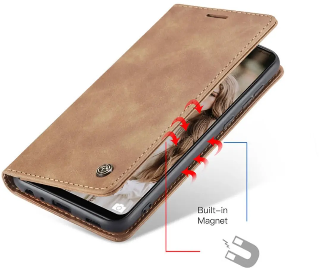 Caseme Hoesje Samsung Galaxy A72 5G Wallet Book - Magneetsluiting - Licht Bruin - afbeelding 6 van 6