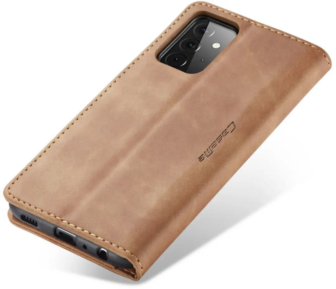 Caseme Hoesje Samsung Galaxy A72 5G Wallet Book - Magneetsluiting - Licht Bruin