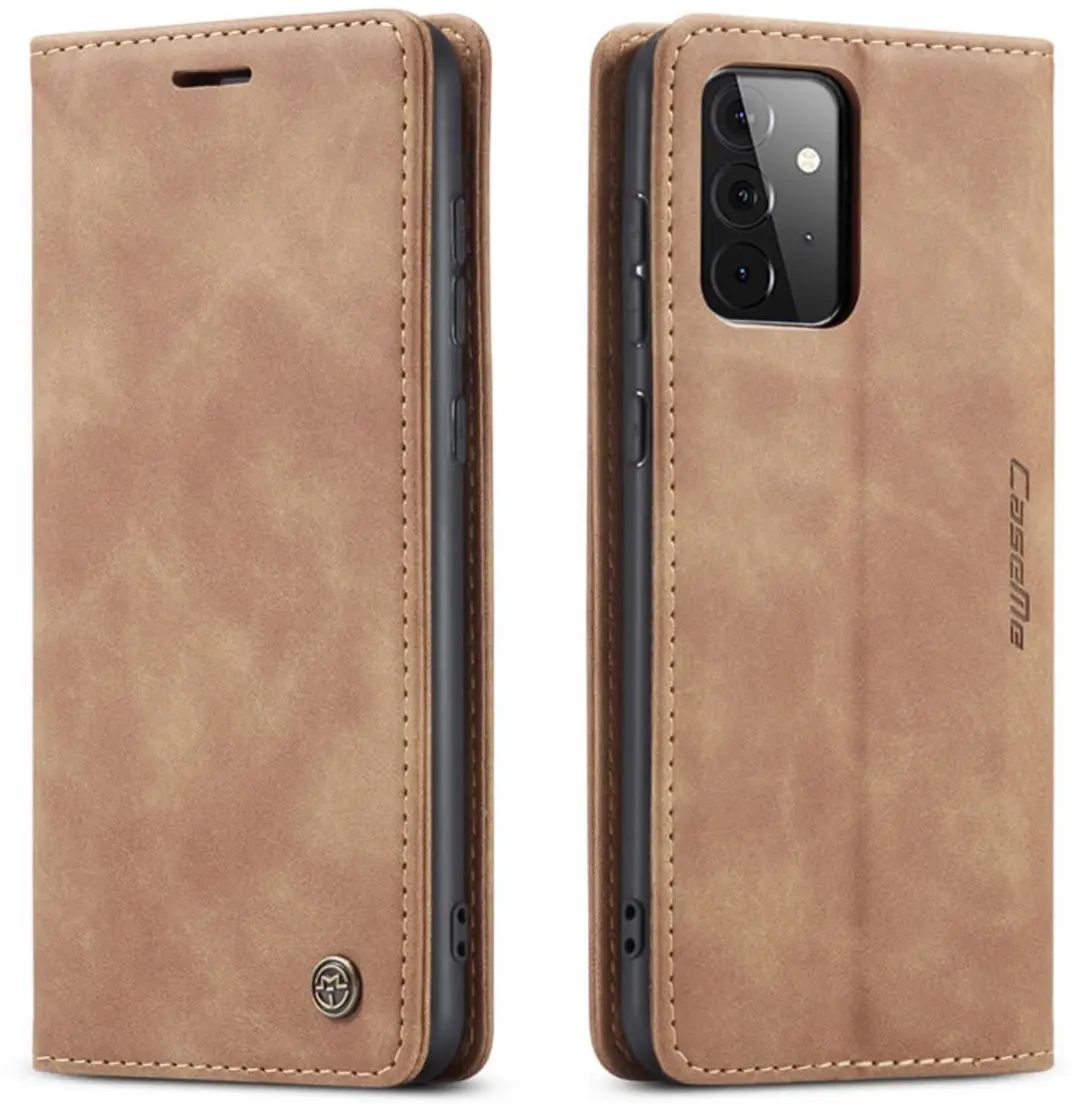 Caseme Hoesje Samsung Galaxy A72 5G Wallet Book - Magneetsluiting - Licht Bruin
