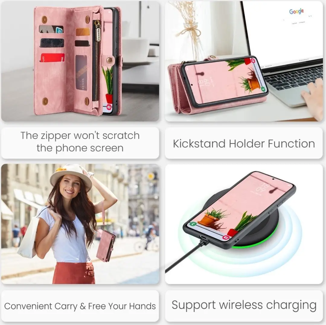 Caseme 008 Book Case & Back Cover Samsung Galaxy S25 - Roze