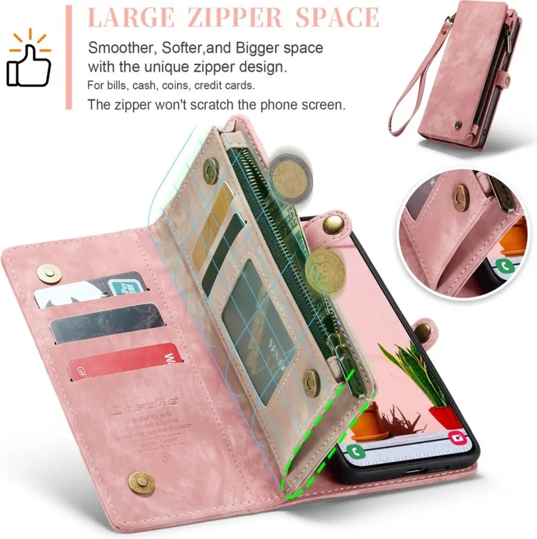 Caseme 008 Book Case & Back Cover Samsung Galaxy S25 - Roze