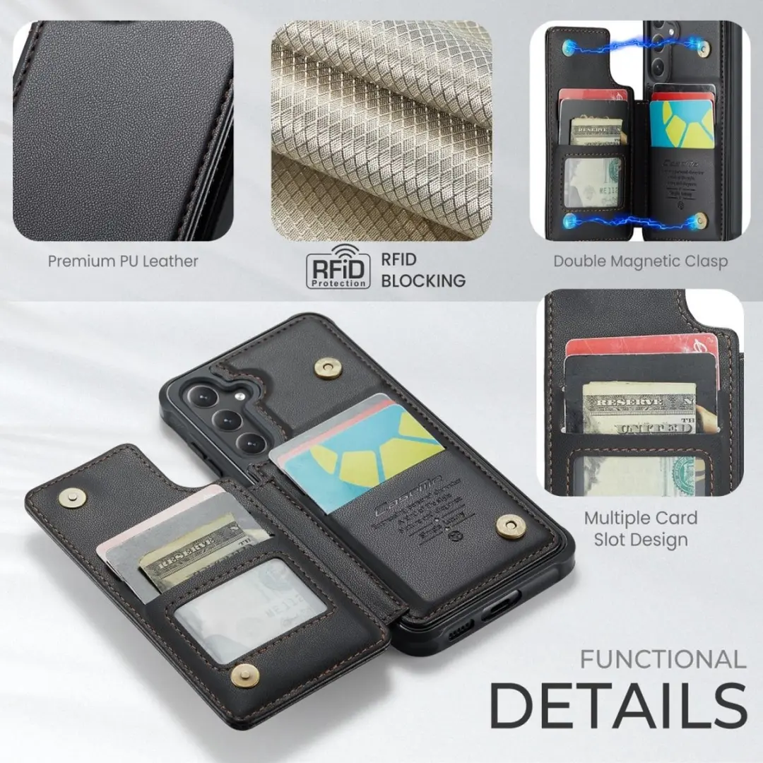 Caseme C22 Hoesje Samsung Galaxy S25 Plus - Zwart - 5 Pasjes
