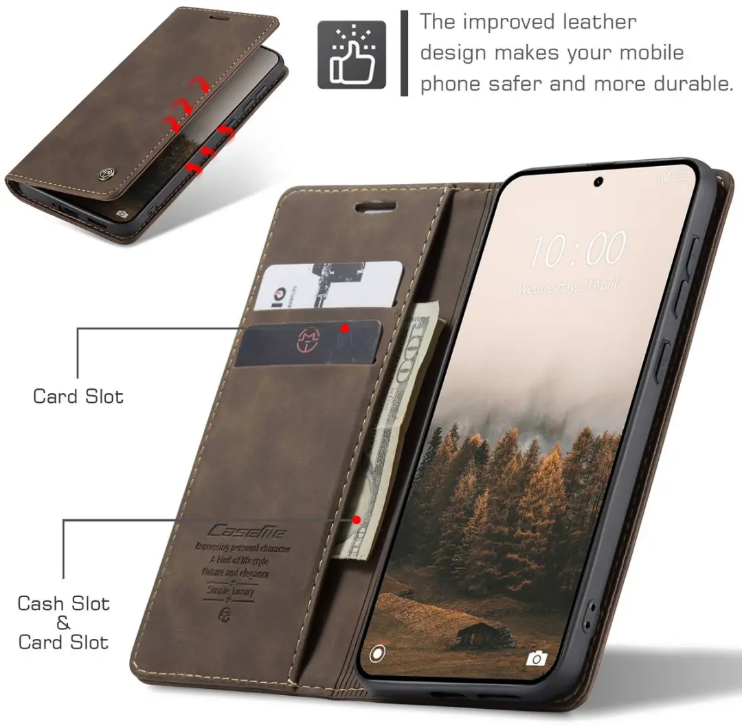Caseme 013 Book Case Hoesje - Xiaomi Redmi Note 15 Pro 5G - Donkerbruin