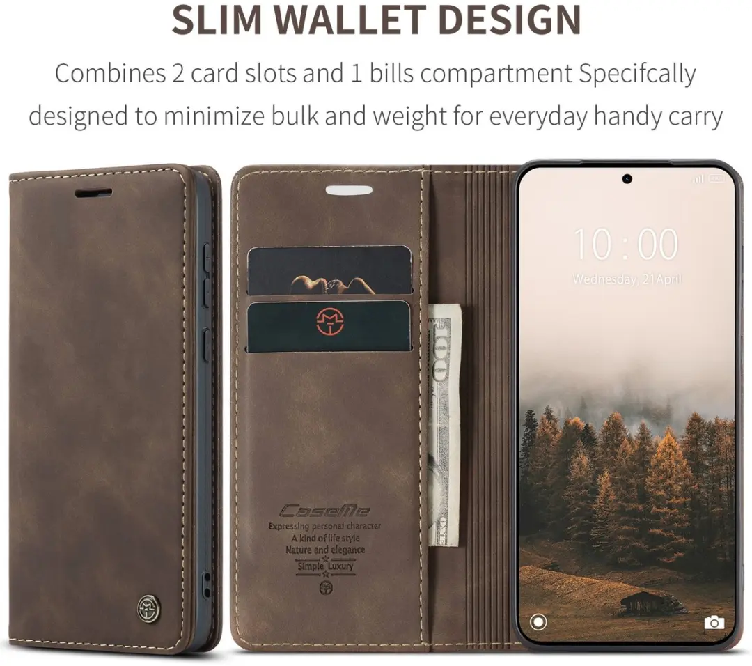 Caseme 013 Book Case Hoesje - Xiaomi Redmi Note 15 Pro 5G - Donkerbruin