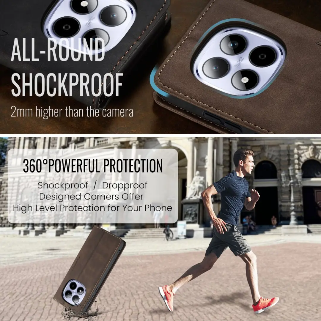 Caseme 013 Book Case Hoesje - Xiaomi Redmi Note 15 Pro 5G - Donkerbruin