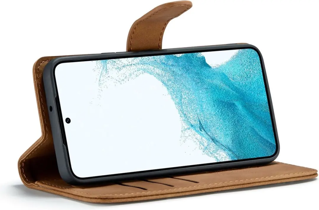 Caseme Bookcase Hoesje Samsung Galaxy S24+ - 4 Stuks - Cognac - afbeelding 6 van 6