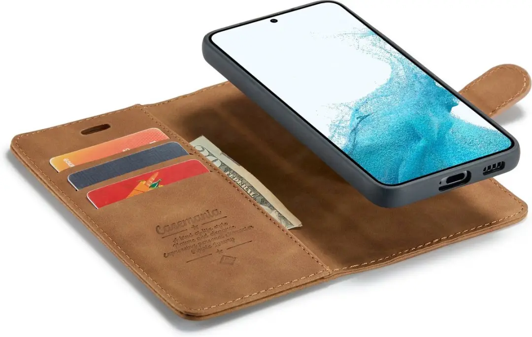 Caseme Bookcase Hoesje Samsung Galaxy S24+ - 4 Stuks - Cognac