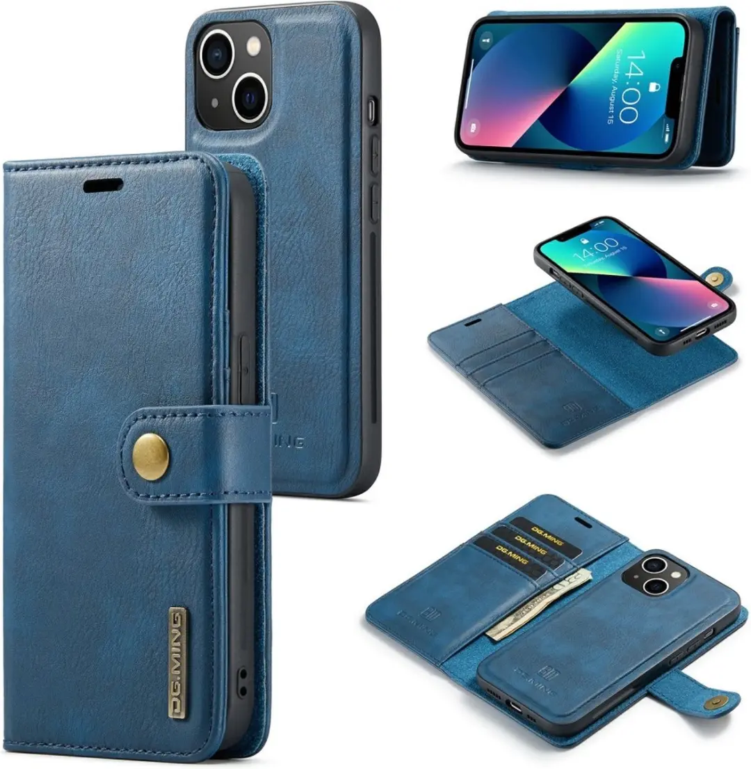 DG.MING iPhone 15 Hoesje Blauw - 2-in-1 Book Case