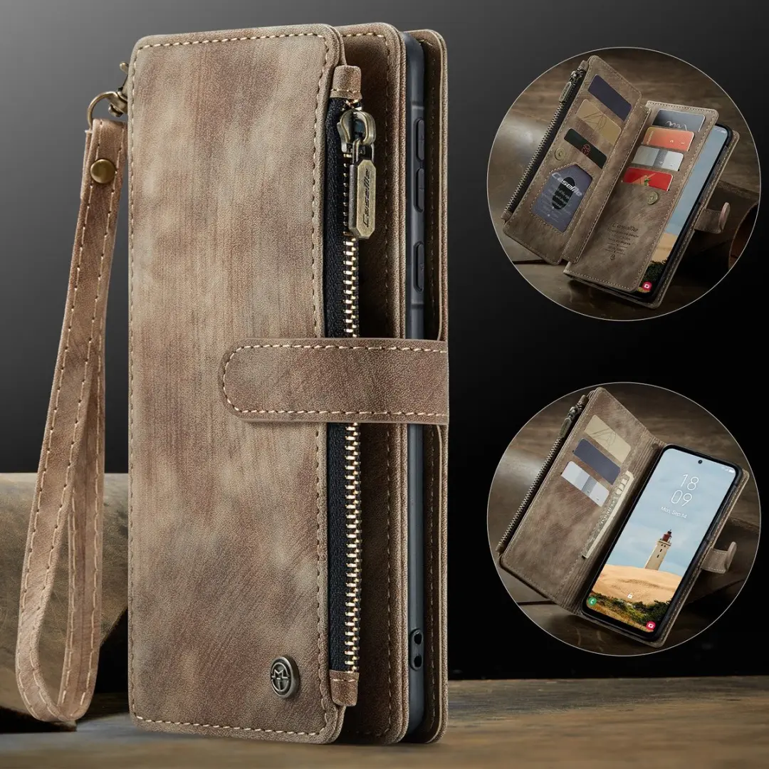 Caseme C30 Book Case Hoesje Samsung Galaxy A17 - 10 Pasjes - Bruin