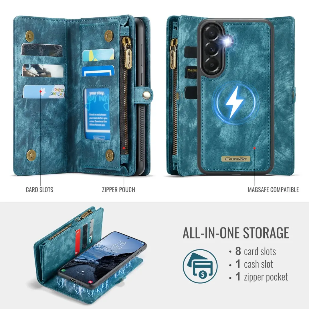 Caseme 008 Hoesje Samsung Galaxy A57 - Blauw - 8 Pasjes