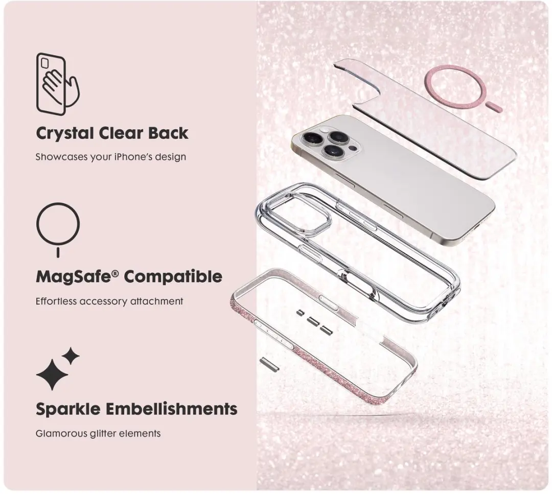 Laut Aero Sparkle iPhone 16 Pro Hoes - Crystal Clear - LIP24BASSL