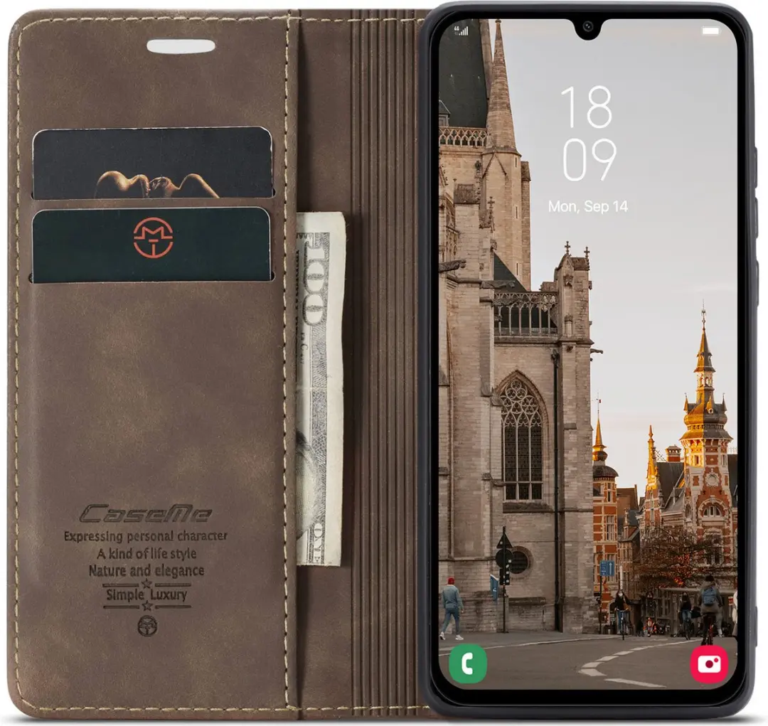 Caseme 013 Book Case Hoesje Samsung Galaxy A16 - Donkerbruin