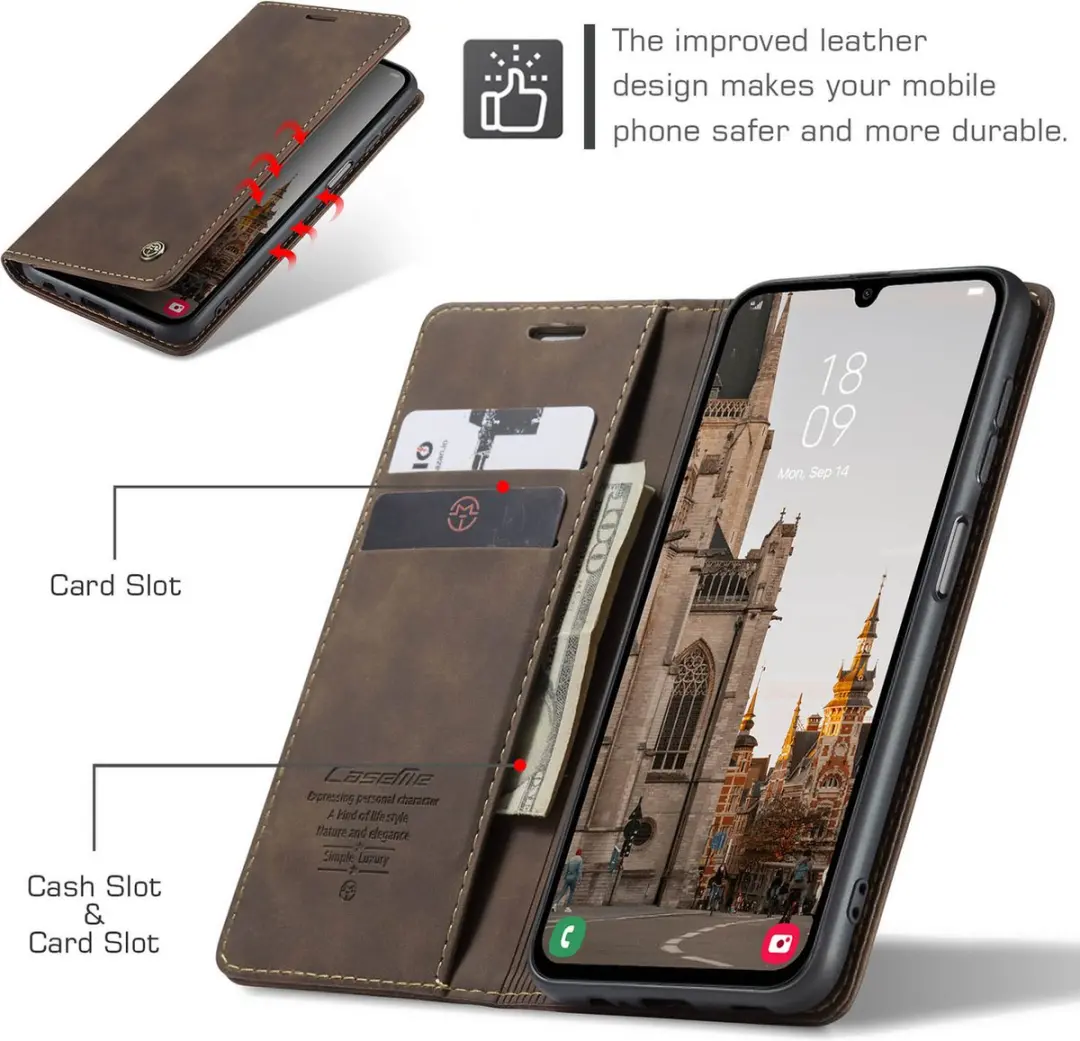 Caseme 013 Book Case Hoesje Samsung Galaxy A16 - Donkerbruin
