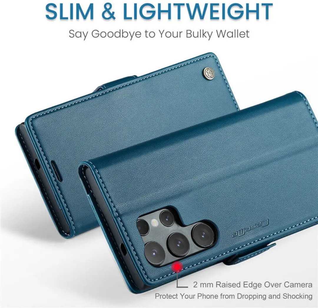 Caseme Wallet Case met Magneetsluiting - Blauw - voor Samsung Galaxy S25 Ultra