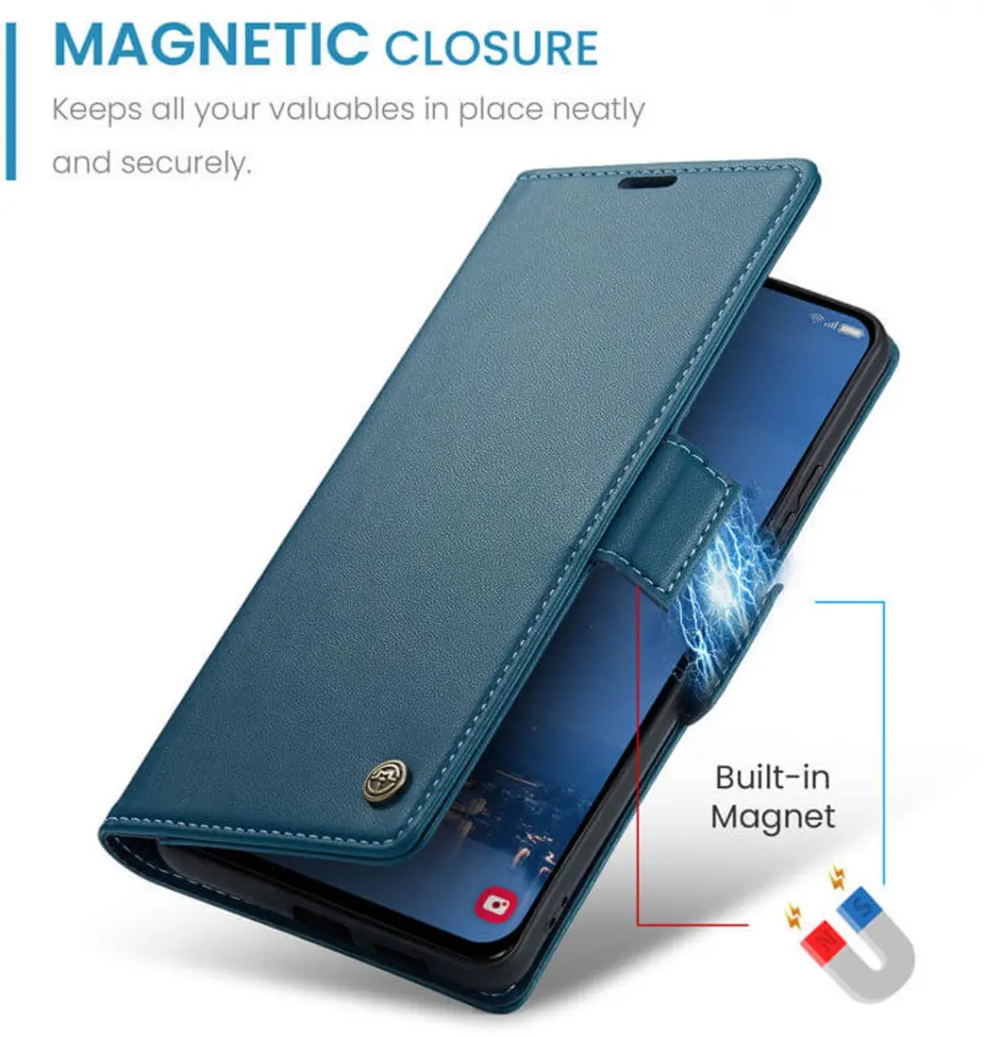 Caseme Wallet Case Galaxy S25/S24 RFID Blauw - 3 Pasjes