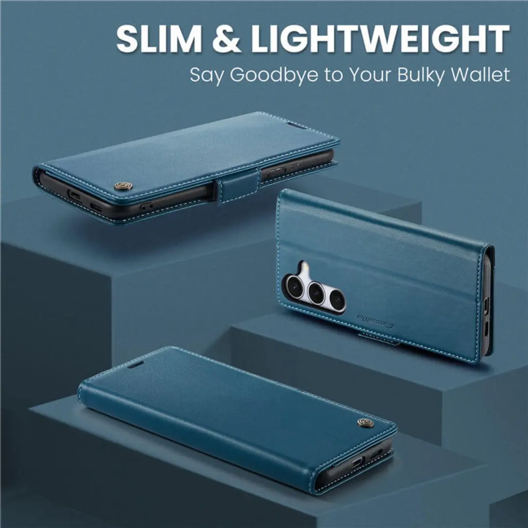 Caseme Wallet Case Galaxy S25/S24 RFID Blauw - 3 Pasjes - afbeelding 6 van 6