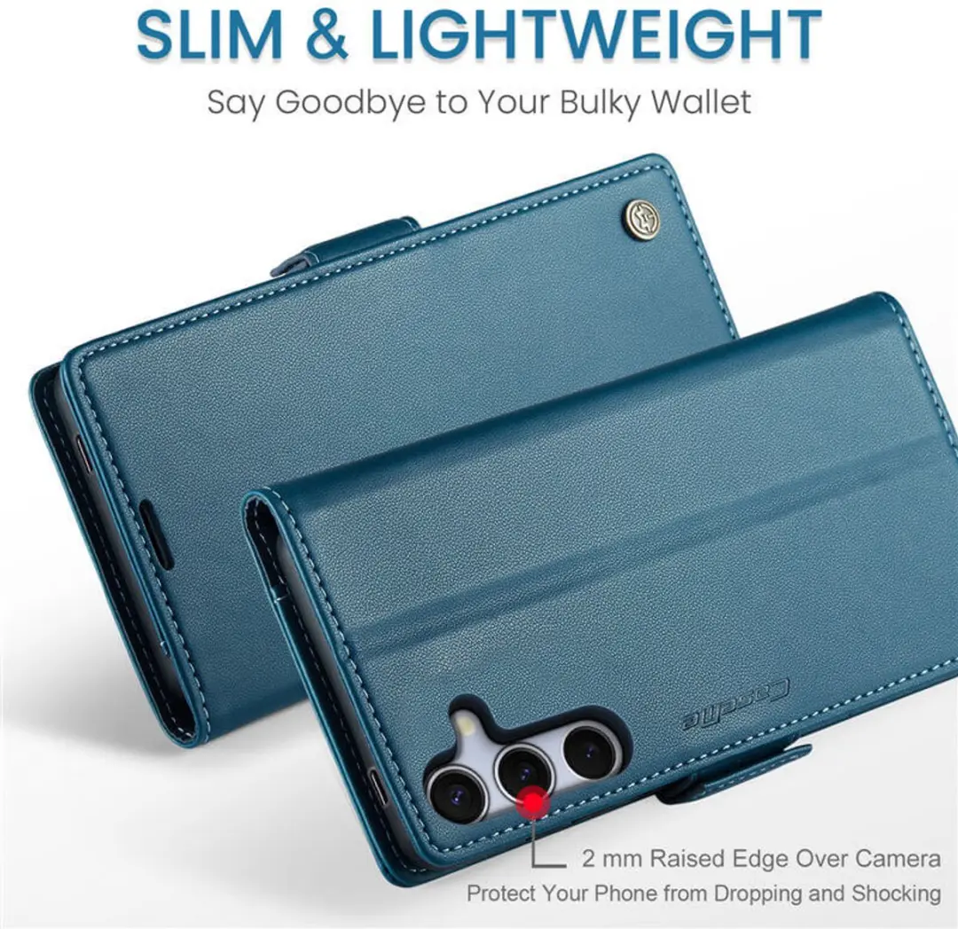 Caseme Wallet Case Galaxy S25/S24 RFID Blauw - 3 Pasjes