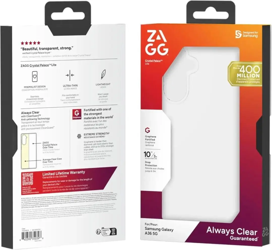 ZAGG Crystal Palace Lite 702318074 Hoesje - Samsung Galaxy A36 - Transparant - afbeelding 6 van 6