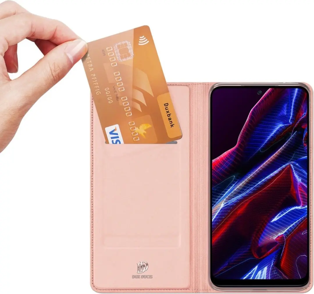 Dux Ducis Slim Bookcase Hoesje Xiaomi Poco X5 - Rose Goud - afbeelding 6 van 6