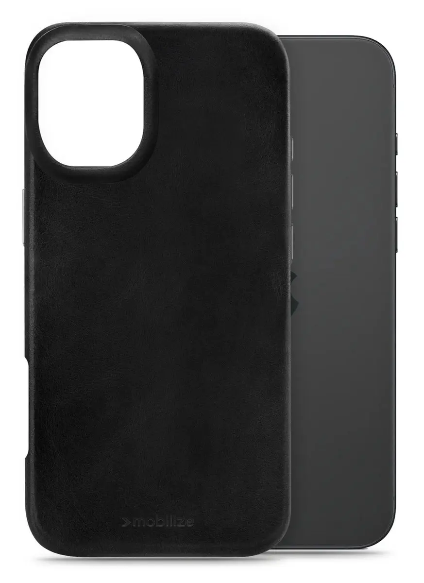 Mobilize iPhone 16 Plus Hoesje Echt Leer - MagSafe - Zwart